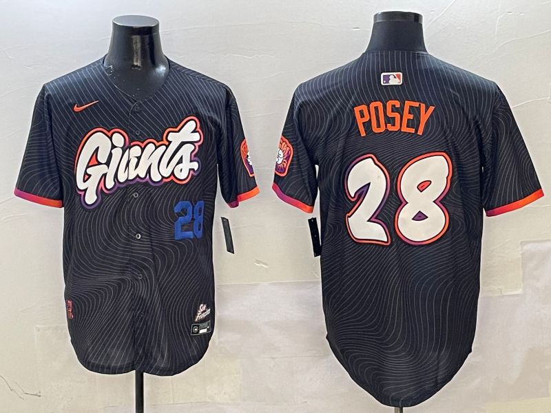 Men San Francisco Giants #28 Posey Black Second generation Joint Name Nike 2025 MLB Jersey style 13